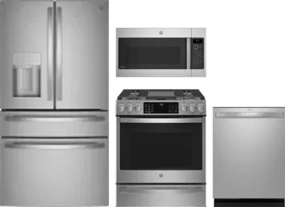 4 Piece Package Includes Refrigerator, Range, Microwave And Dishwasher